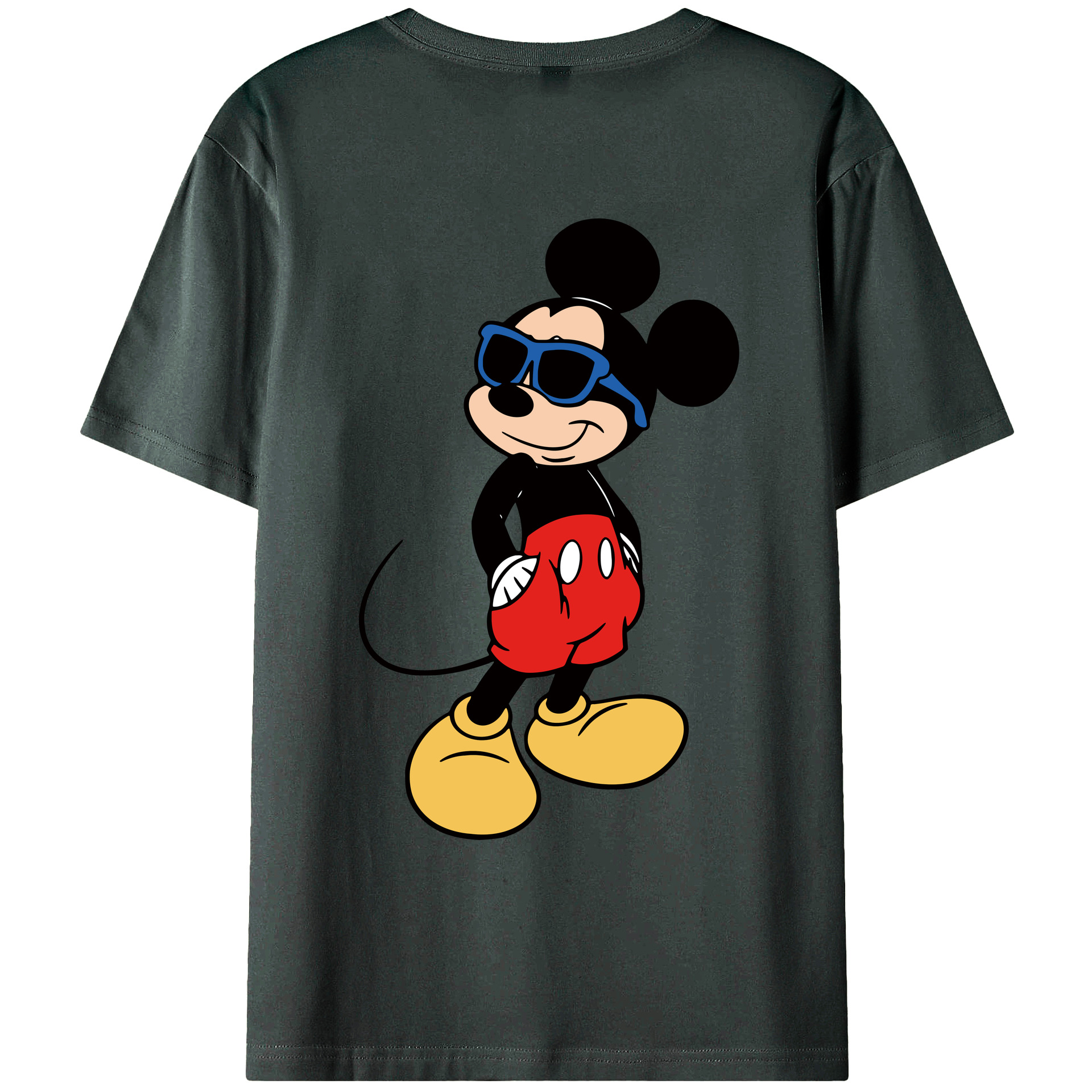 ミッキーマウス Mickey Mouse 綿100％ メンズ半袖Tシャツ（バックプリント） 通気性